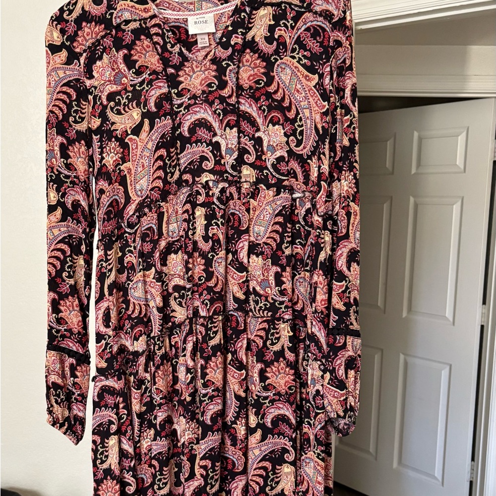 Knox Rose Pink Sundress with Long Bishop Sleeves